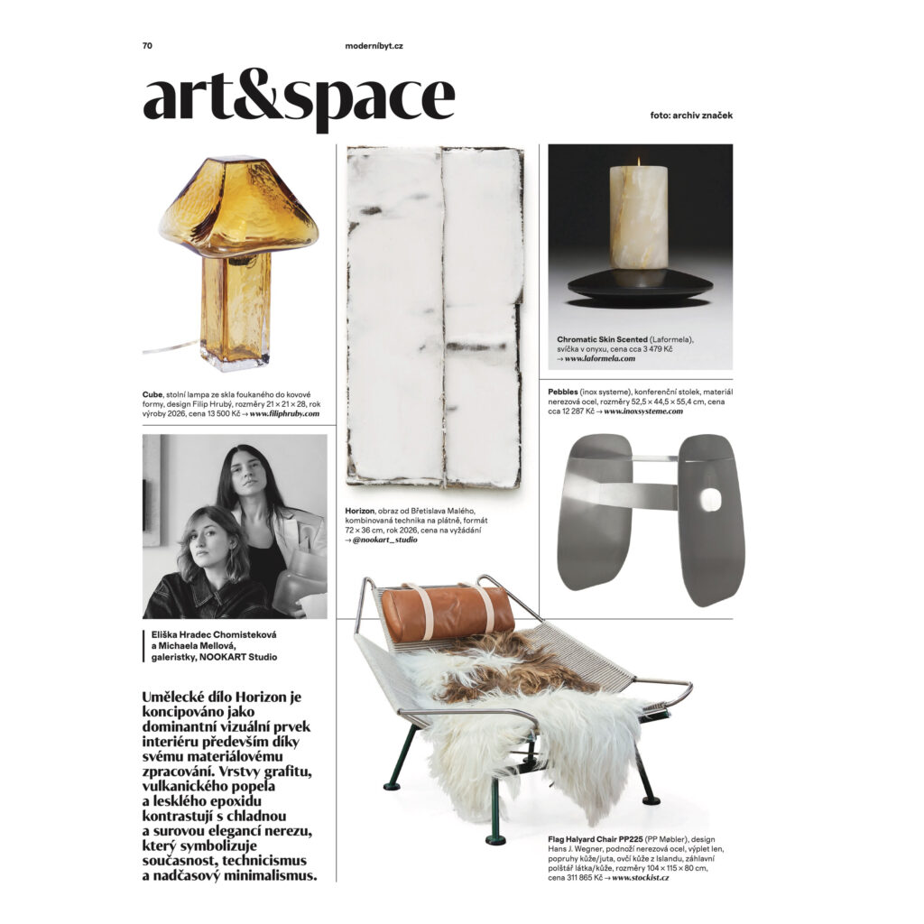 Moderní byt magazine, art&space, page 70, featuring Pebbles by inox système
